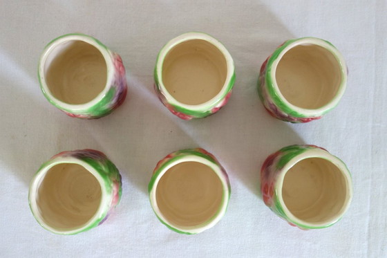 Image 1 of Servizio da tè 6 persone Barbotine Fruits vintage