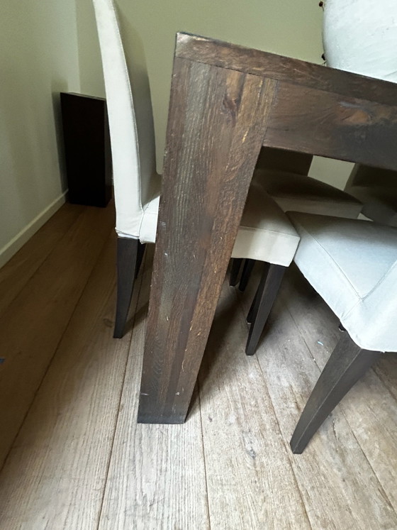 Dunkler Holzesstisch mit 8 Meridiani Stühlen, Esszimmergarnitur, Stoff, Schwarz (Foto 8 von 9)
