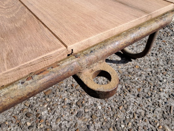 Image 1 of Buiscar stone cart lounge table with oak table top