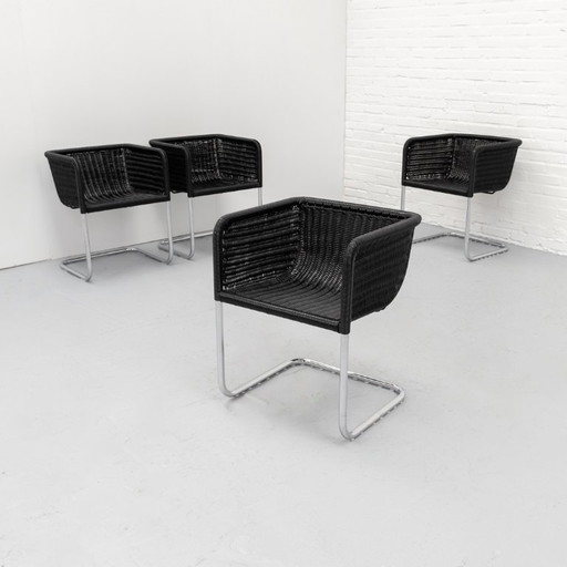 Tecta D44 Dining Chairs Set 80's – eetkamerstoelen, Chrome
