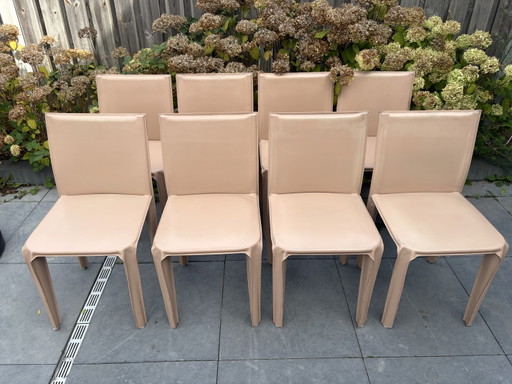 8 Sedie Vintage Arper Italy in Pelle Anni '80