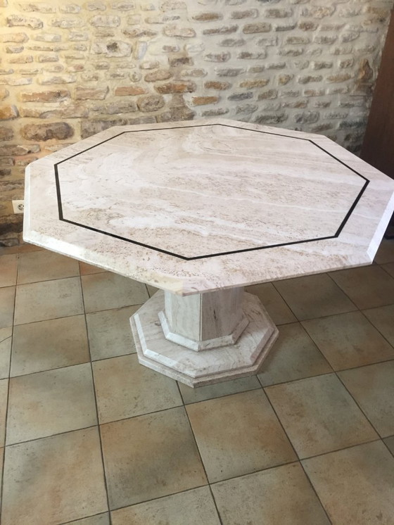 Image 1 of VINTAGE TABLE TRAVERTIN 70'