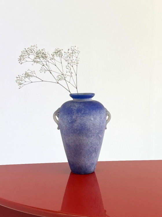 Image 1 of Vintage Murano amphora vase cobalt blue