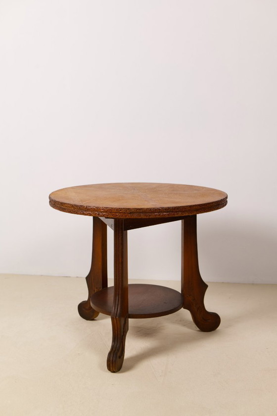 Image 1 of Tavolino laterale Art Déco a due livelli in rovere, Belgio, anni '30