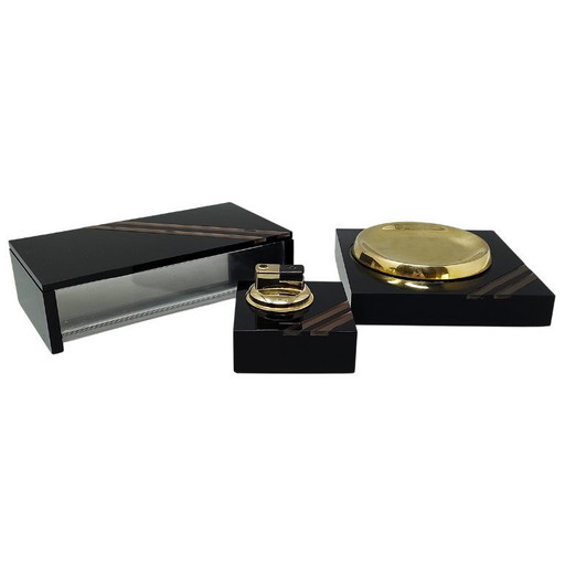 1970s Gorgeous Hollywood Regency Smoking Set. Made in Italy