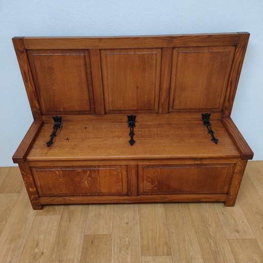 Vintage oak hall bench, bench, storage bench, toy chest