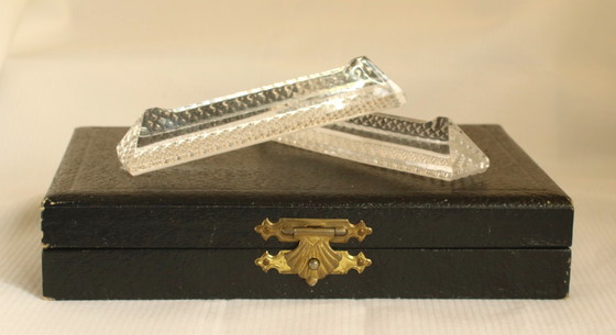 Image 1 of 6 assiettes à couteau en cristal avec boîte cadeau d'origine