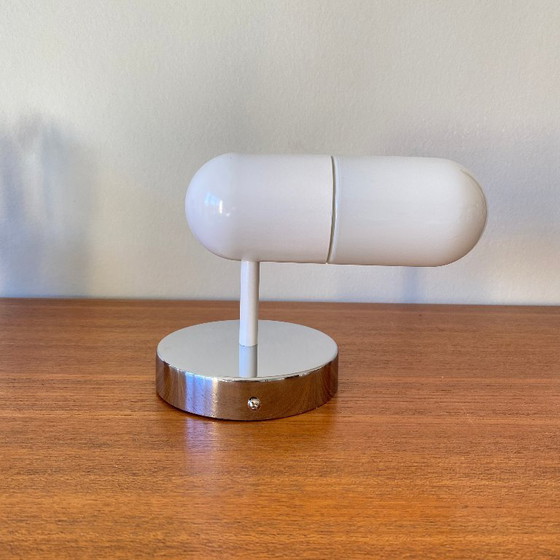 Image 1 of Applique tubolare in vetro bianco e acciaio inossidabile degli anni '80