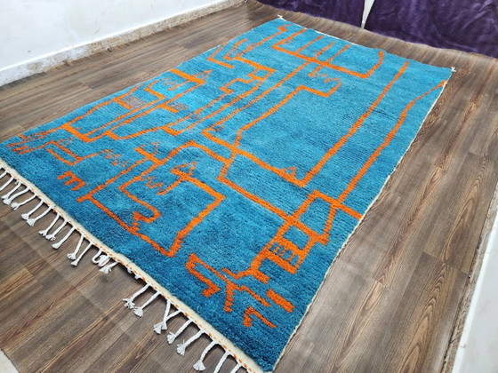 Großer marokkanischer Teppich aus Naturwolle, Maße 250x150 cm, handgefertigt. – Teppiche & Läufer, Wool (photo 3 of 20)