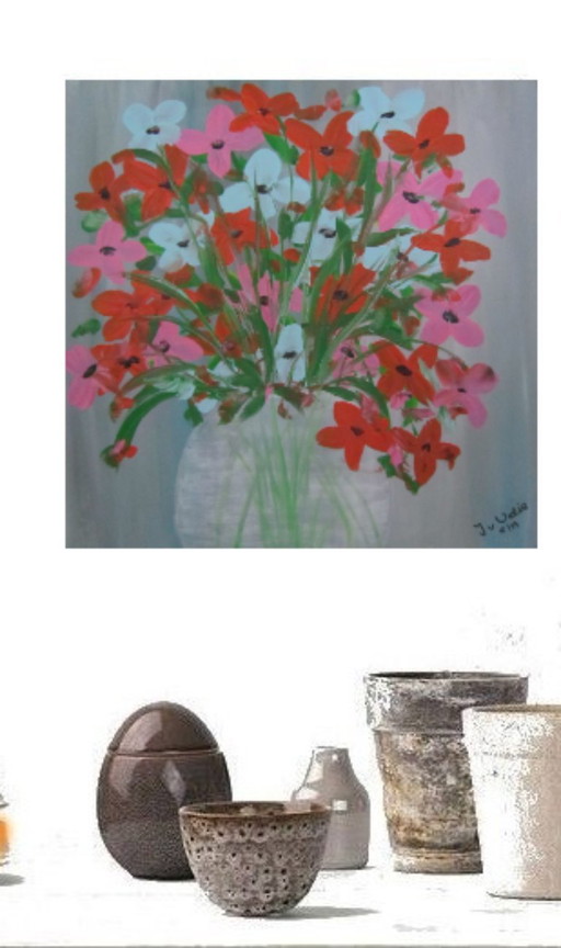 Peinture d'un vase avec des fleurs(7)