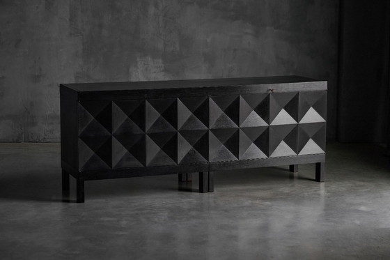 Image 1 of Brutalistisch De Coene-dressoir in gebeitst eikenhout, België, jaren 70