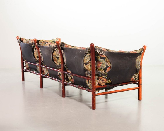 Image 1 of Beautiful Arne Norell 3-Seat ‘Ilona’ Rosewood Sofa for Arne Norell AB Aneby Möbler with Autumn Leaves Fabric Upholstery. Sweden.