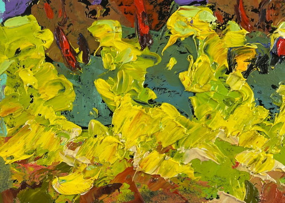 Image 1 of Original Oil Painting Summer Field Landscape The breeze brings peace