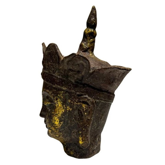Paar Ksitigarbha (Dizang Pusa) Köpfe – Vergoldetes Gusseisen, China, 18.-19. Jahrhundert – Bildhauerei (photo 7 of 19)