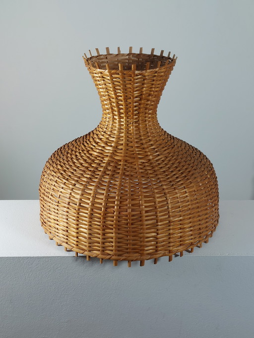 Vintage Mid Century Rattan Korb Lampenschirm 70er 