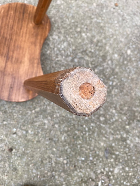 Image 1 of Rustic Brutalist tripod wooden stool 1950