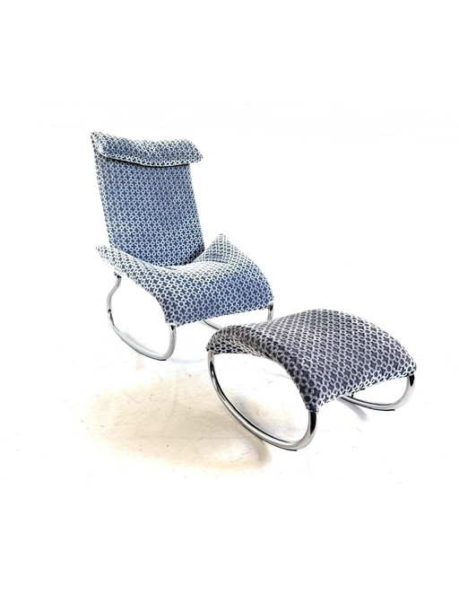 Vintage design rocking chair + ottoman '80