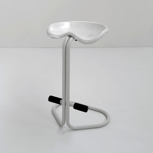 White Tractor Stool By Rodney Kinsman For Bieffeplast, 1970s