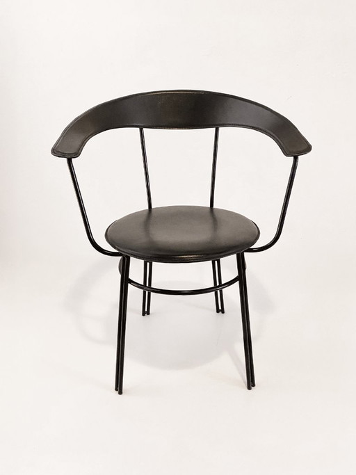 Vintage design tubular frame chairs – black – 1960s/70s style