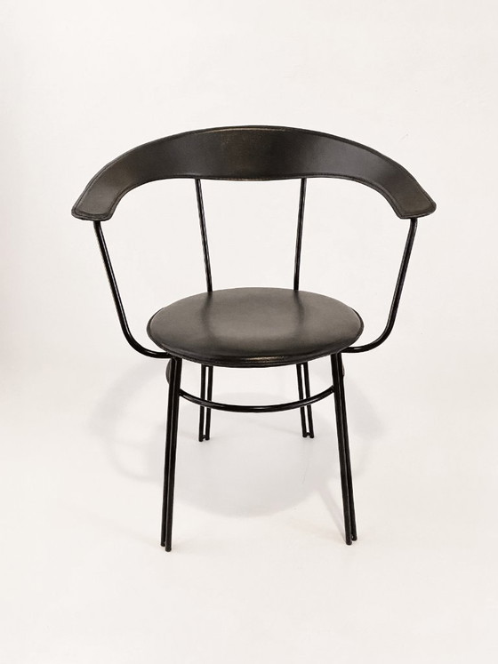 Image 1 of Vintage design tubular frame chairs – black – 1960s/70s style