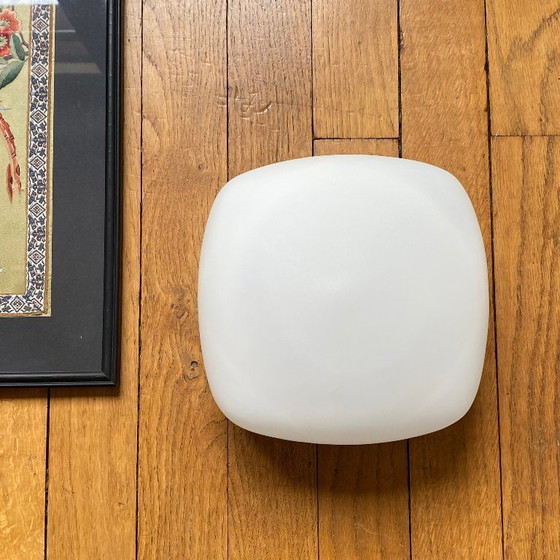 Image 1 of Applique murale plafonnier vintage en verre blanc