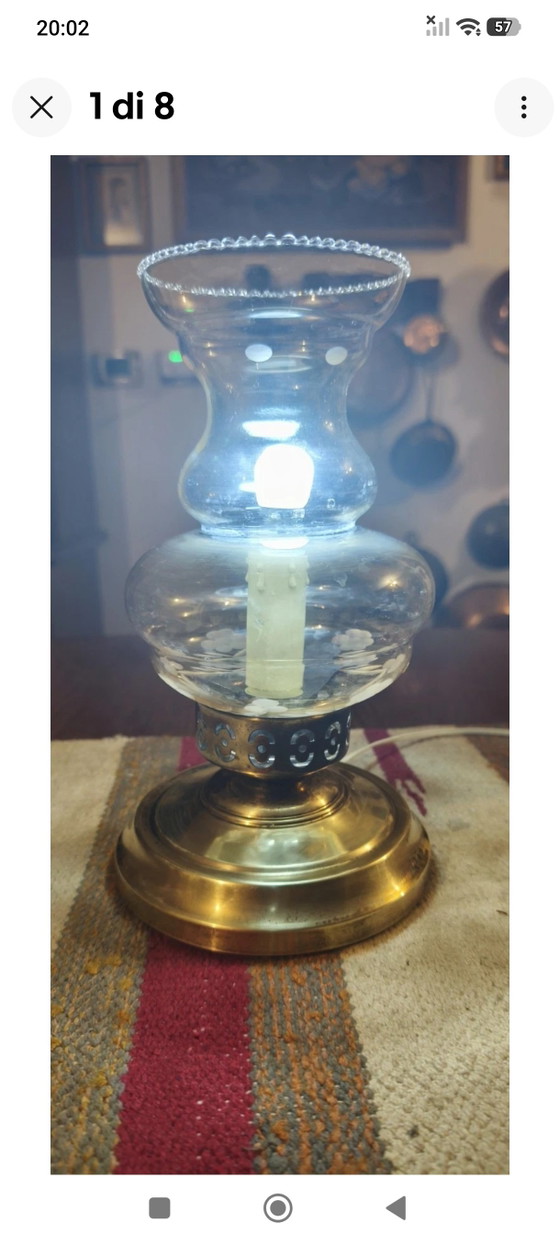 Antique Electric Lamp Vintage Light. – Table lamps, Glass, Brass (photo 2 of 8)
