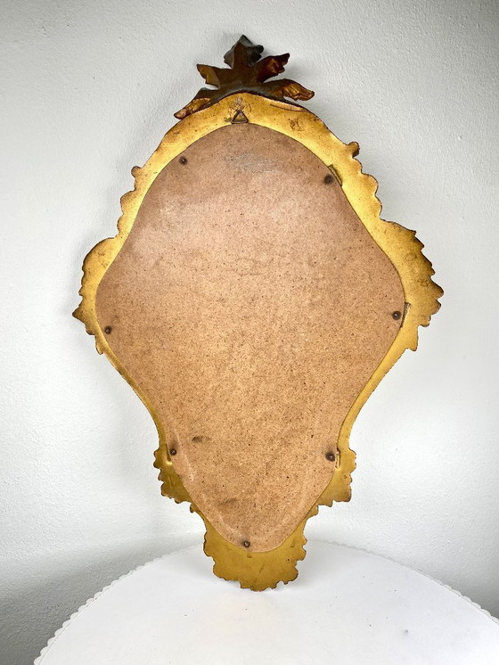 Image 1 of Antique Baroque / Rococo Style Gilded Mirror – 51 x 32 cm Ornate Wall Mirror - Hollywood Regency Golden Decorative Old Mirrors