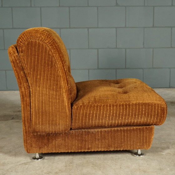 Image 1 of Midcentury modular sofa - brown rib fabric - 1970s