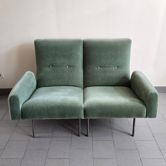 Image 1 of 1950s Vintage Two-Seat Velvet Sofa by Louis Paolozzi for ZOL 50s