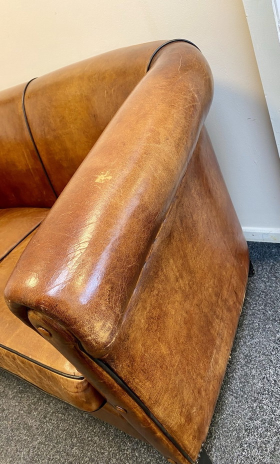Vintage sheepskin leather sofa + armchair – Lounge Atelier, Seating area, Wood (photo 7 of 14)