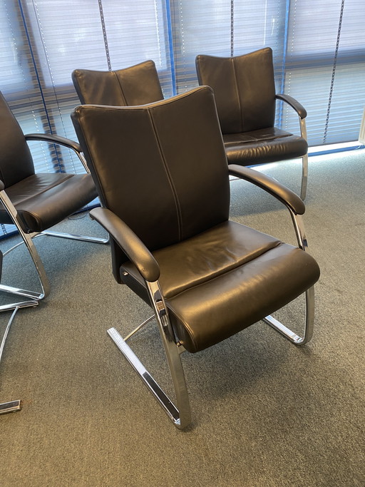 Stoelen eetkamer kantoor viasit leer chroom luxe stoel