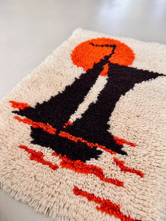 Image 1 of 1x Vintage wollen wandkleed – unieke retro eyecatcher (39 x 60 cm)