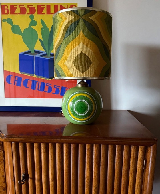 Image 1 of Lámpara de mesa de cerámica verde de la era espacial, Italia, década de 1960