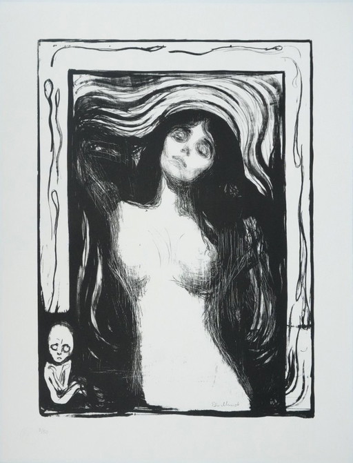 Edvard Munch: The Madonna (Black), Signed Lithograph – lithos zeefdrukken, Paper