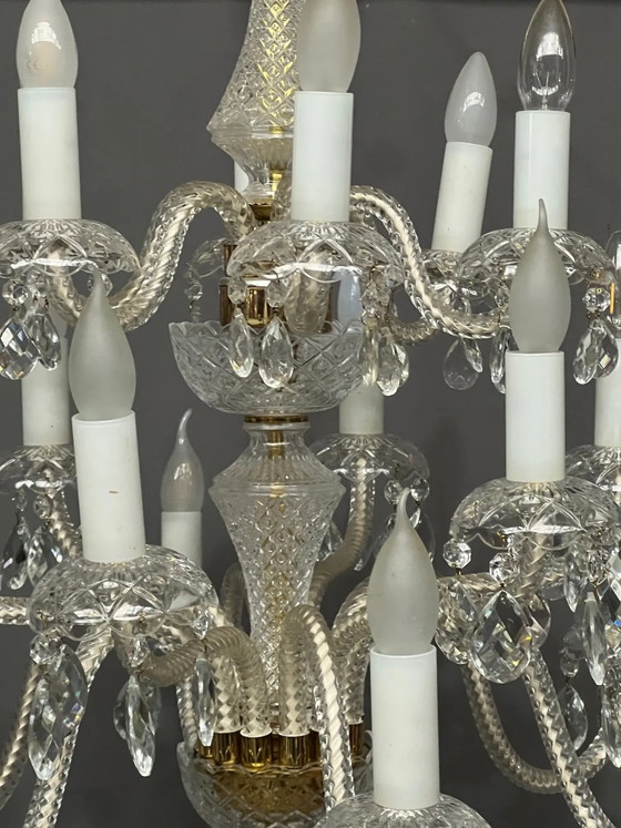 Lustre de style Louis XV. Cristal massif, avec nouveau câblage électrique., Verre, Transparent (photo 7 sur 8)