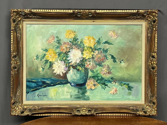 Stilleven met bloemen, gesigneerd. – Schilderijen & Tekeningen, Canvas (photo 2 of 10)
