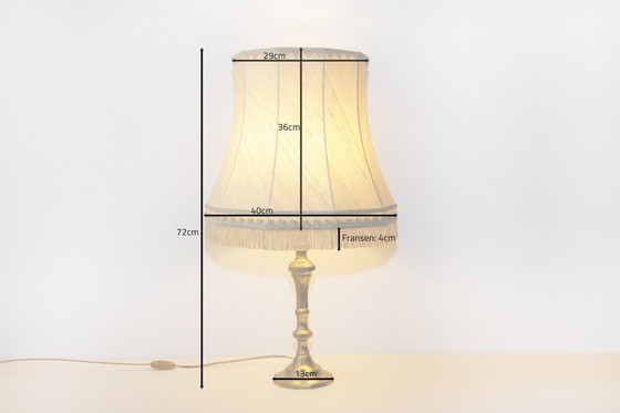 Image 1 of Lampada da tavolo in ottone massiccio con frange 72cm vintage anni '80