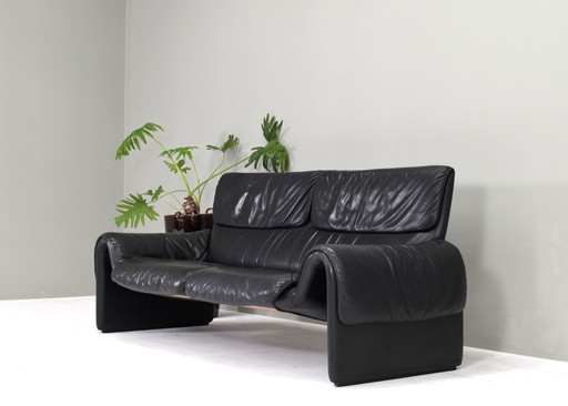 De Sede DS2011 sofa in black leather, Switzerland - circa 1980