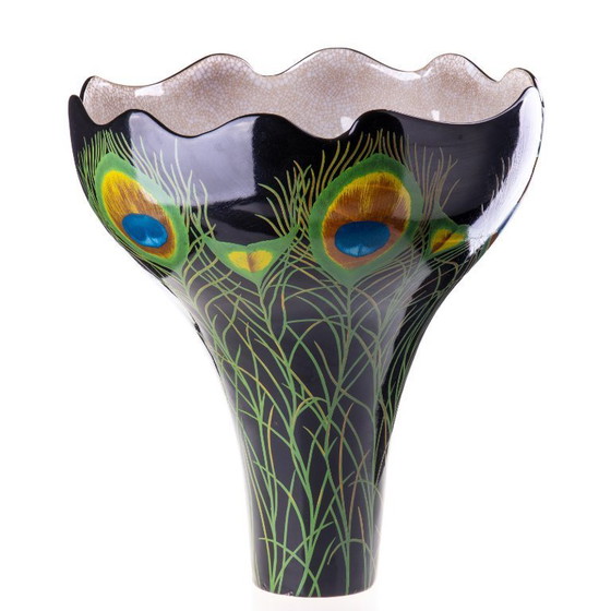 Image 1 of Jarrón de porcelana de bronce con forma de pavo real de 73 cm de alto