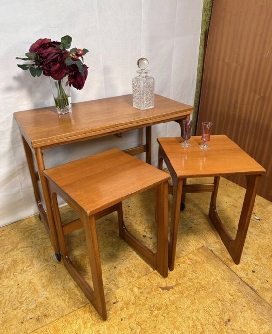 Image 1 of Mid Century Retro Teak Coffee Table / Nest of Tables by McIntosh Circa 1960  A stunning and highly practical mid century modern 