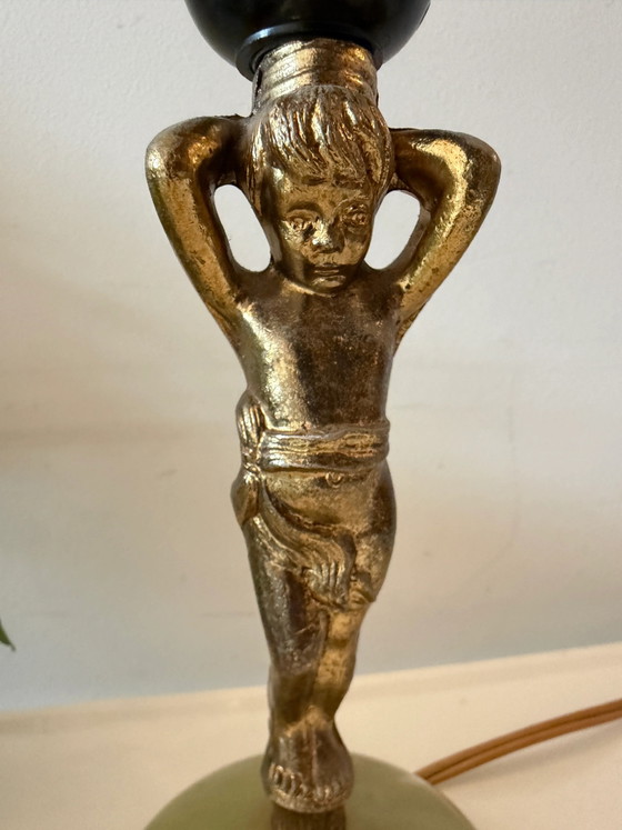 Messing Tischlampe mit Onyx-Sockel – Tischlampen, Metal, Hollywood Regency (photo 3 of 6)