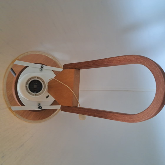 Lampada a sospensione vintage DOMUS 2435 Rise & Fall – Legno e tessuto – Design tedesco di metà secolo (photo 9 of 10)