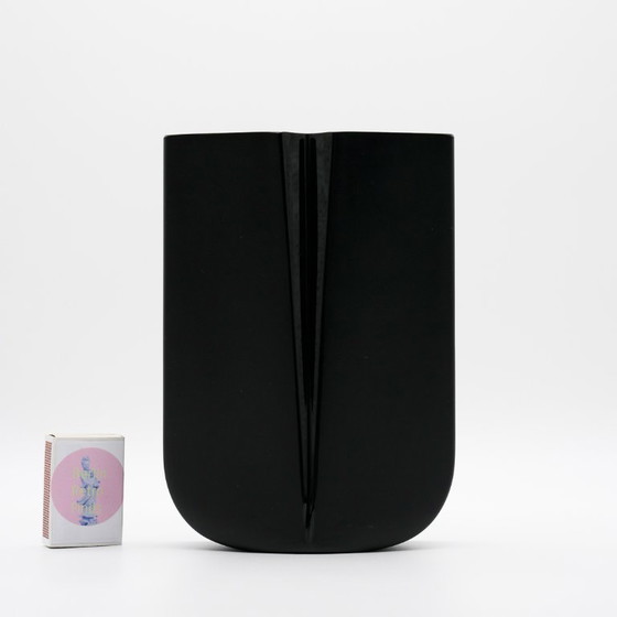 Image 1 of Peill & Putzler Satin Black Glass Vase – Sculptural Postmodern Design, Germany, 1970s–1980s