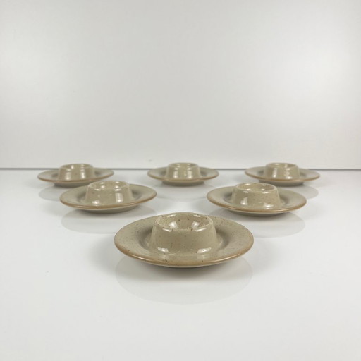 Set de 6 coquetiers en céramique moucheté beige