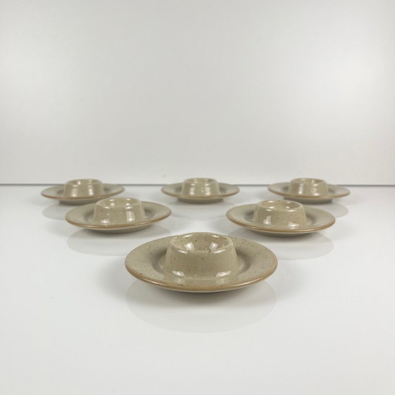 Image 1 of Set de 6 coquetiers en céramique moucheté beige
