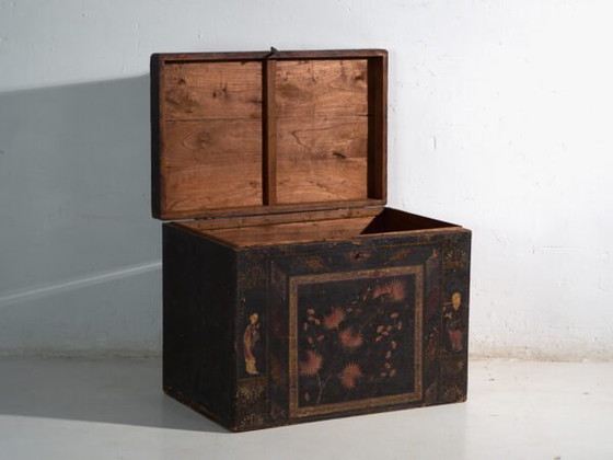 Malle ancienne peinte en bois de pin – Chine, vers 1900 – Armoires de rangement, Iron (photo 17 of 40)