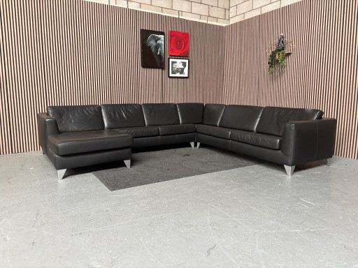 Machalke U-Sofa Leder Schwarz 340x290x160 GEREINIGT