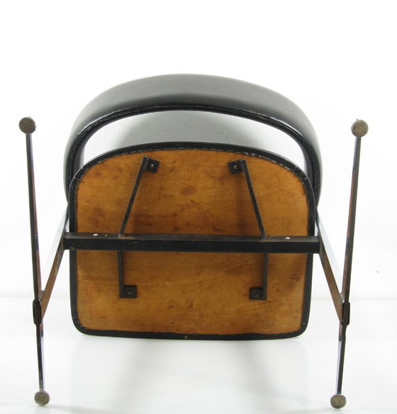 Image 1 of Chaises de salle à manger vintage élégantes des années soixante, chromées et noires.