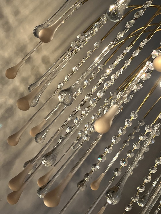 Image 1 of Vintage pink xl Murano teardrop icicle chandelier crystal