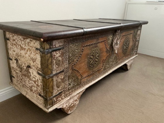 Baule indiano antico per biancheria – 170 cm di larghezza – Armadi contenitori, Legno (photo 4 of 5)